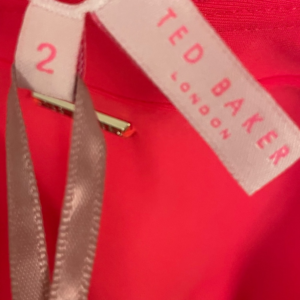 Ted Baker Bright Orange/Pink One Piece Swimsuit V-Neck - Picture 4 of 5